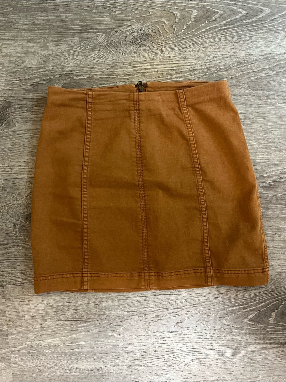 Free People Rust-Toned Mini Skirt with Vertical Seams